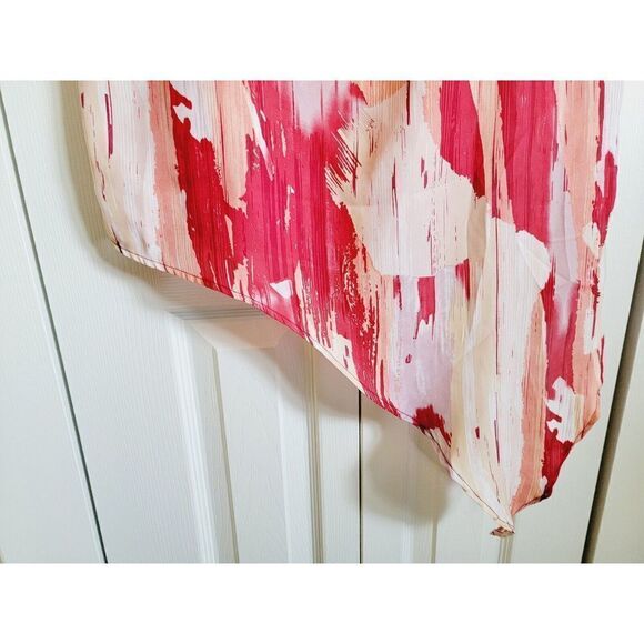 Hale Bob M Top Peach Orange SS Angle Top Shirt Blouse Pocket Chiffon - Picture 5 of 6